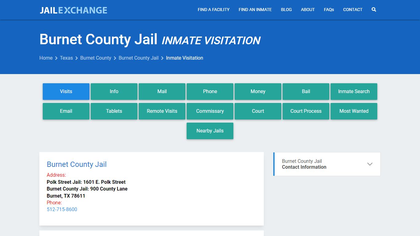 Inmate Visitation - Burnet County Jail, TX - Jail Exchange